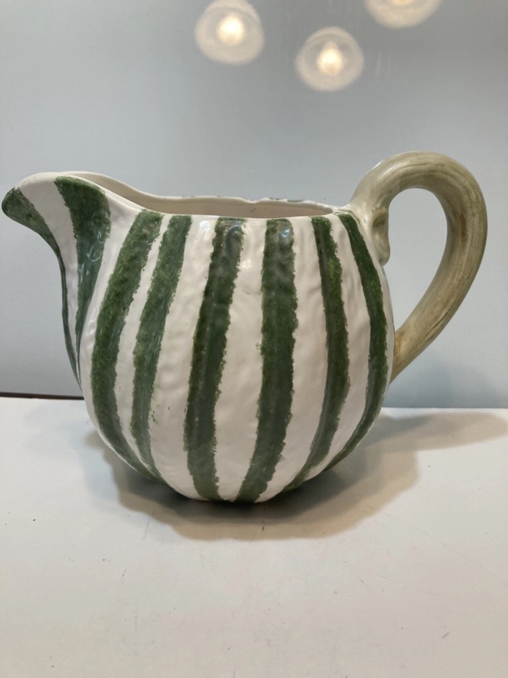 Vintage Melon Pitcher•1994•Seymour Mann~Vegetable Garden•Hand-Painted Cantaloupe